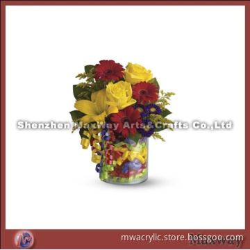 Transparent elegant cask-shaped table top acrylic vase/flower holder